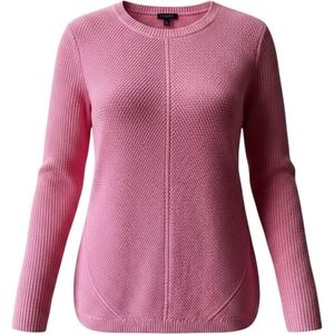 Sweater Talbots Pima Cotton Pink Petite Textured Knit Classic Fit Womens Apparel